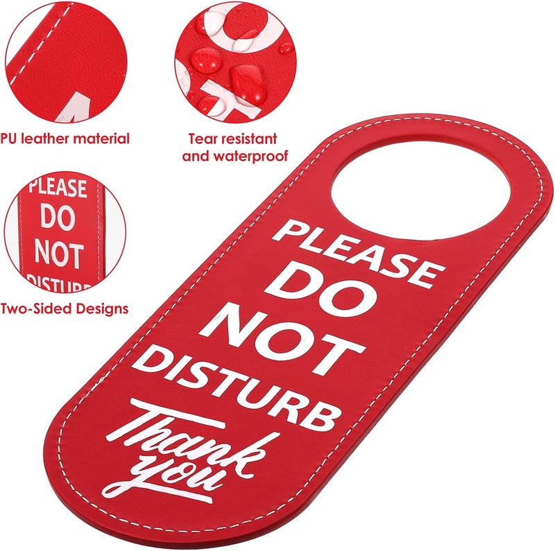 Bruislard PU Leather Double Sided Please Do Not Disturb Sign, Do Not Disturb Door Hanger Sign, Door Knob Privacy Signs for Office Clinic Dorm Online Class Video and Meeting Session, 1 Pack - Image 3
